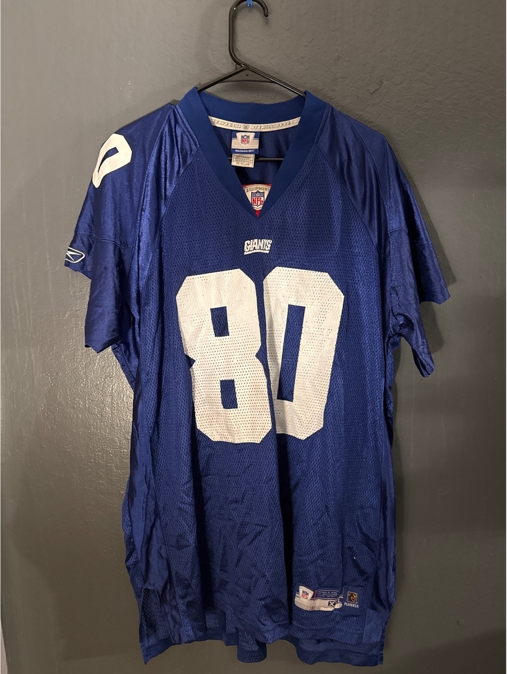 Reebok NFL New York Giants #80 Blue Nylon Football Jersey 2XL